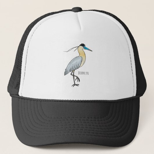 Afgedekte heronvogel cartoon trucker pet (Voorkant)