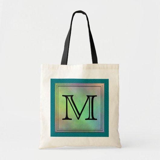 Afgedrukt Afbeelding aangepast monogram op Blauwgr Tote Bag (Voorkant)