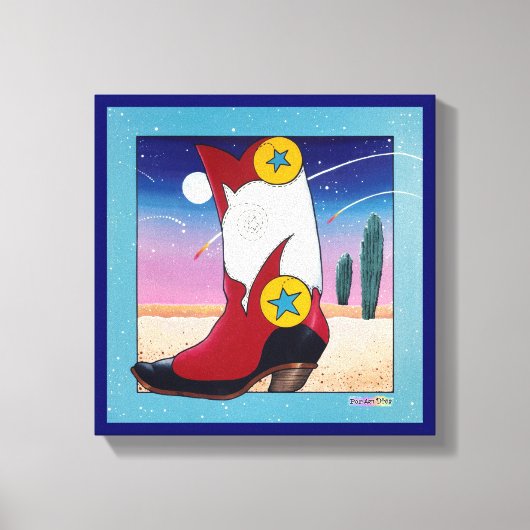 Afgedrukt COWBOY BOOTS Gallery Wrapped Canvas Afdruk (Voorkant)