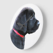 Afgedrukt in rood - zwart lab grote klok (Hoek)