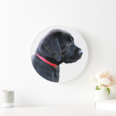 Afgedrukt in rood - zwart lab grote klok (Huis)