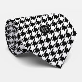 Afgedrukt monogram op zwart-wit geluid stropdas (Opgerold)