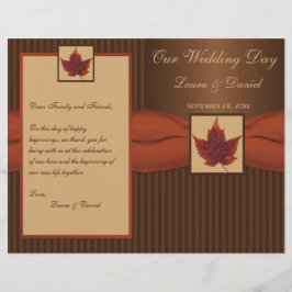 AFGEDRUKT RIBBON Autumn Leaf, Stripe Wedding Progr