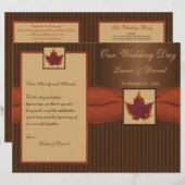 AFGEDRUKT RIBBON Autumn Leaf, Stripe Wedding Progr (Voorkant / Achterkant)