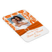 AFGEDRUKT RIBBON Oranje Damask Save the Date Magne Magneet (Rechterzijde)