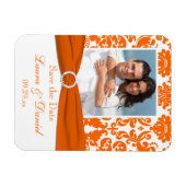 AFGEDRUKT RIBBON Oranje Damask Save the Date Magne Magneet (Horizontaal)