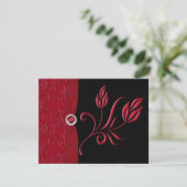 AFGEDRUKT RIBBON Ruby Red, zwarte RSVP-kaart RSVP Kaartje (Staand voorkant)