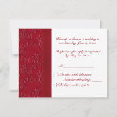 AFGEDRUKT RIBBON Ruby Red, zwarte RSVP-kaart RSVP Kaartje (Achterkant)
