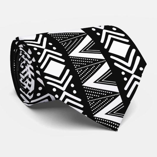 Afgedrukt Stropdas van Bogolan Mud Cloth (Opgerold)