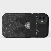 Afgedrukt zwart glitter, diamanthart en -kabel Case-Mate iPhone case (Achterkant (horizontaal))
