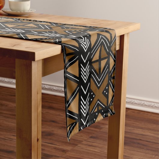 Afgedrukte Afrikaanse Bogolan Table Runner Korte Tafelloper (Voorbeeld)