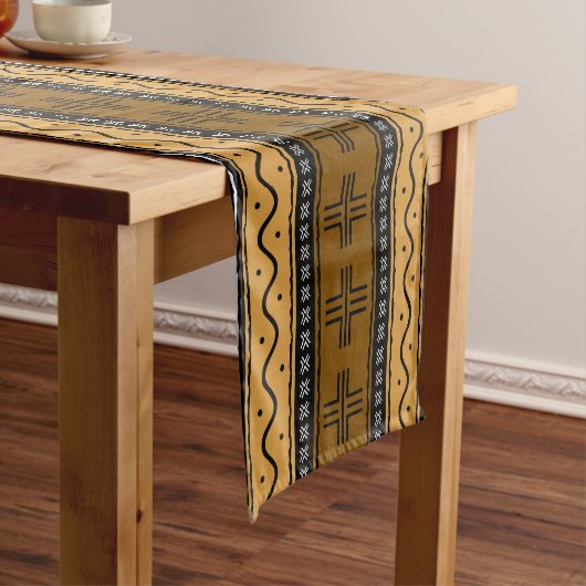 Afgedrukte Afrikaanse Bogolan Table Runner Korte Tafelloper (Voorbeeld)