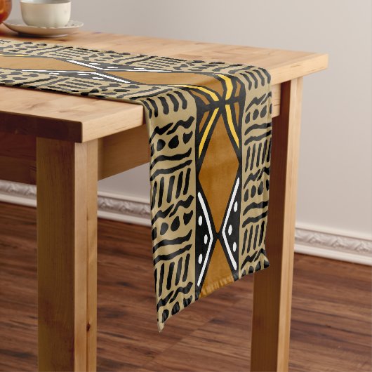 Afgedrukte Afrikaanse Bogolan Table Runner Korte Tafelloper (Voorbeeld)