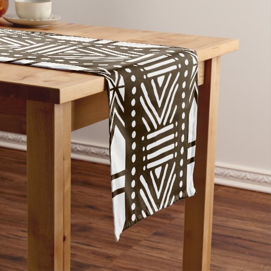 Afgedrukte Afrikaanse Bogolan Table Runner Korte Tafelloper (Voorbeeld)