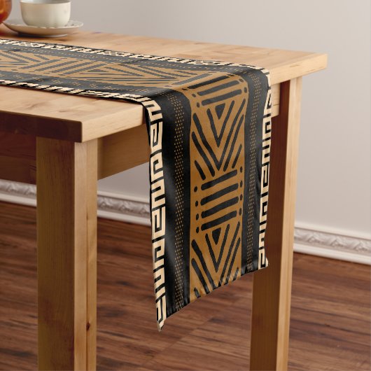 Afgedrukte Afrikaanse Bogolan Table Runner Korte Tafelloper (Voorbeeld)