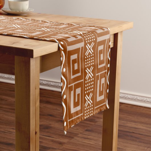 Afgedrukte Afrikaanse Bogolan Table Runner Korte Tafelloper (Voorbeeld)