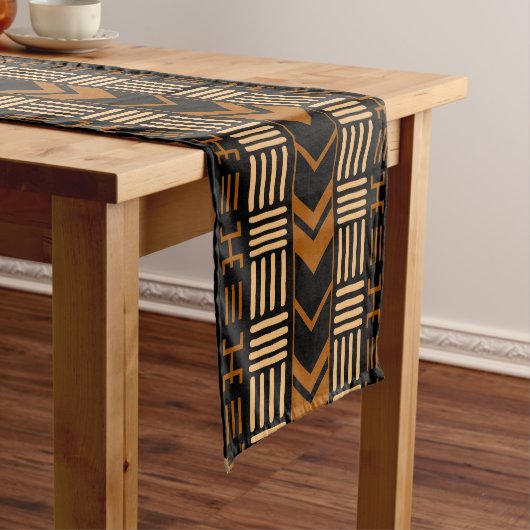 Afgedrukte Afrikaanse Bogolan Table Runner Korte Tafelloper (Voorbeeld)