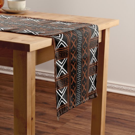 Afgedrukte Afrikaanse Bogolan Table Runner Korte Tafelloper (Voorbeeld)