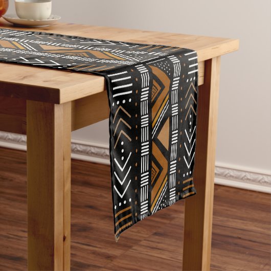 Afgedrukte Afrikaanse Bogolan Table Runner Korte Tafelloper (Voorbeeld)