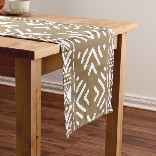 Afgedrukte Afrikaanse Bogolan Table Runner Korte Tafelloper (Voorbeeld)
