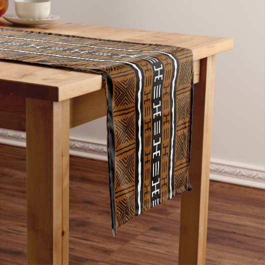 Afgedrukte Afrikaanse Bogolan Table Runner Korte Tafelloper (Voorbeeld)