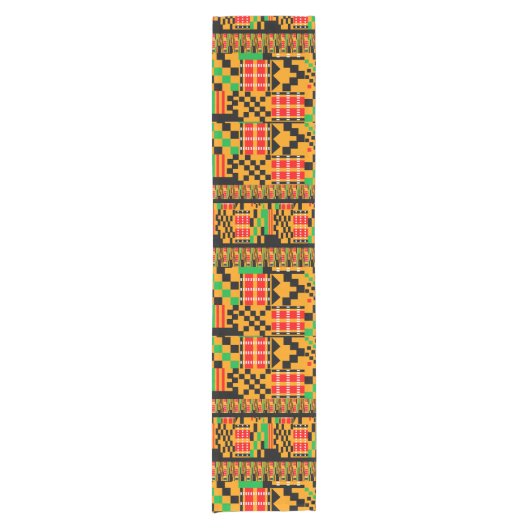Afgedrukte Afrikaanse Kente Cloth Table Runner Korte Tafelloper (Voorkant)