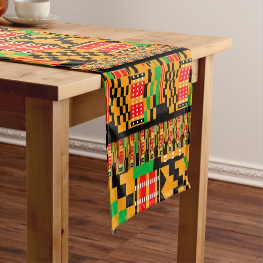 Afgedrukte Afrikaanse Kente Cloth Table Runner Korte Tafelloper (Voorbeeld)