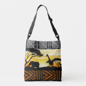 Afgedrukte Afrikaanse Safari Scene Designer Canvas Crossbody Tas (Achterkant)
