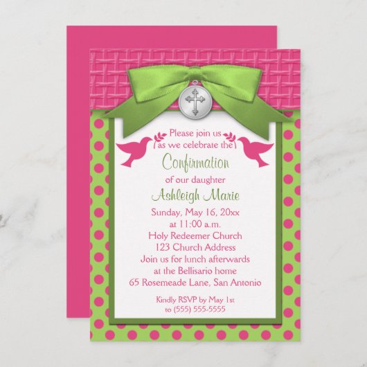 AFGEDRUKTE BOW First Heilige Bevestiging Uitnodigi Kaart (Voorkant / Achterkant)