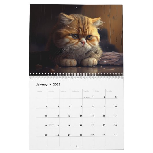 Afgedrukte Cats 2024-agenda Kalender (Jan 2026)