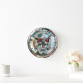 AFGEDRUKTE CHROOM SKULL Red Ruby Pareltjes Ronde Klok (Huis)