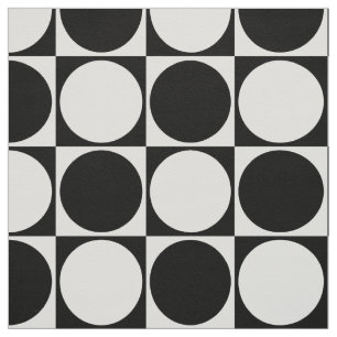 Afgedrukte fabric, zwart-wit, vierkantjes en cirke stof