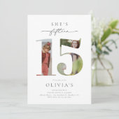 Afgedrukte foto 15e verjaardag uitnodiging (Staand voorkant)