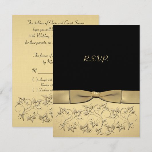 AFGEDRUKTE RIBBON 50 jaar Jubileum RSVP-kaart RSVP Kaartje (Voorkant / Achterkant)