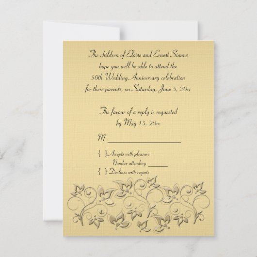 AFGEDRUKTE RIBBON 50 jaar Jubileum RSVP-kaart RSVP Kaartje