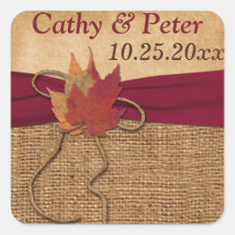 AFGEDRUKTE RIBBON Red - Autumn Leaves - 1,5-inch S Vierkante Sticker