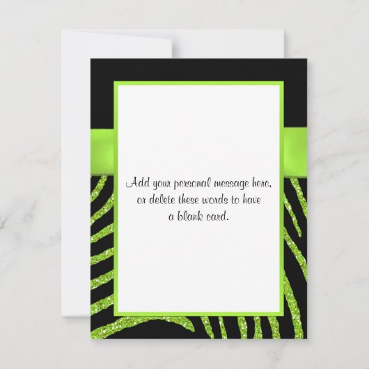 AFGEDRUKTE RIBBON Zebra Hartelijk dank Bedankkaart (Achterkant)