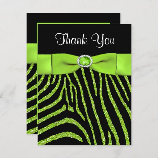 AFGEDRUKTE RIBBON Zebra Hartelijk dank Bedankkaart (Voorkant / Achterkant)