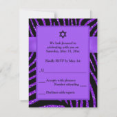 AFGEDRUKTE RIBBON Zebra Paars FAUX Glitter RSVP-ka Kaart (Achterkant)