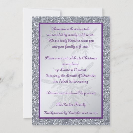 AFGEDRUKTE Snowflake Holiday Party nodigt uit Kaart (Achterkant)