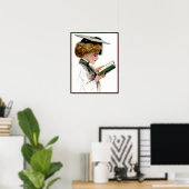 Afgehaalde vrouwelijke afgestudeerde poster (Thuiskantoor)