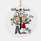 Afgekleed paar en gepersonaliseerd papier keramisch ornament (Voorkant)