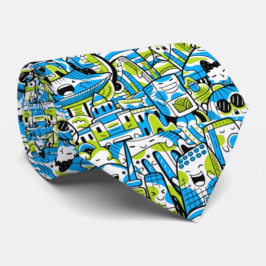 afgekoeld gevlekt graffiti-patroon stropdas (Opgerold)