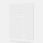 Afgekoppelde Ceremonie Bruiloft GEEN Foto & Social Acryl Bord (Hoek)