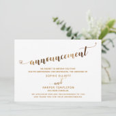 Afgelaste Trouw Hart Goud Script Aankondiging (Staand voorkant)