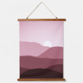 Afgelegen bergen Donkere moer Blush Pink Sunset Hangend Wandkleed (Voorkant)