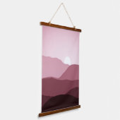 Afgelegen bergen Donkere moer Blush Pink Sunset Hangend Wandkleed (Gebogen)