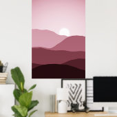 Afgelegen bergen Donkere moer Blush Pink Sunset Poster (Thuiskantoor)