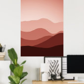 Afgelegen bergen Donkerrode zwarte koraalzon Poster (Thuiskantoor)