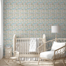 Afgelegen preppy grandmillennial bloemrijke golven behang